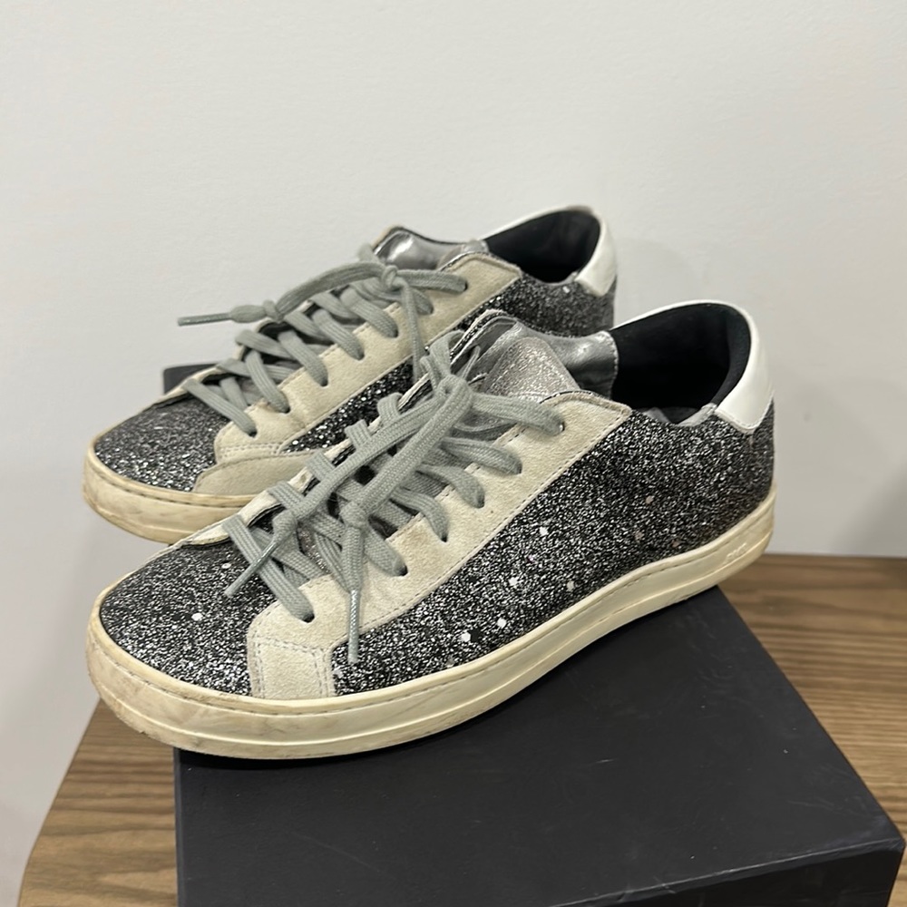P448 silver glitter sneakers